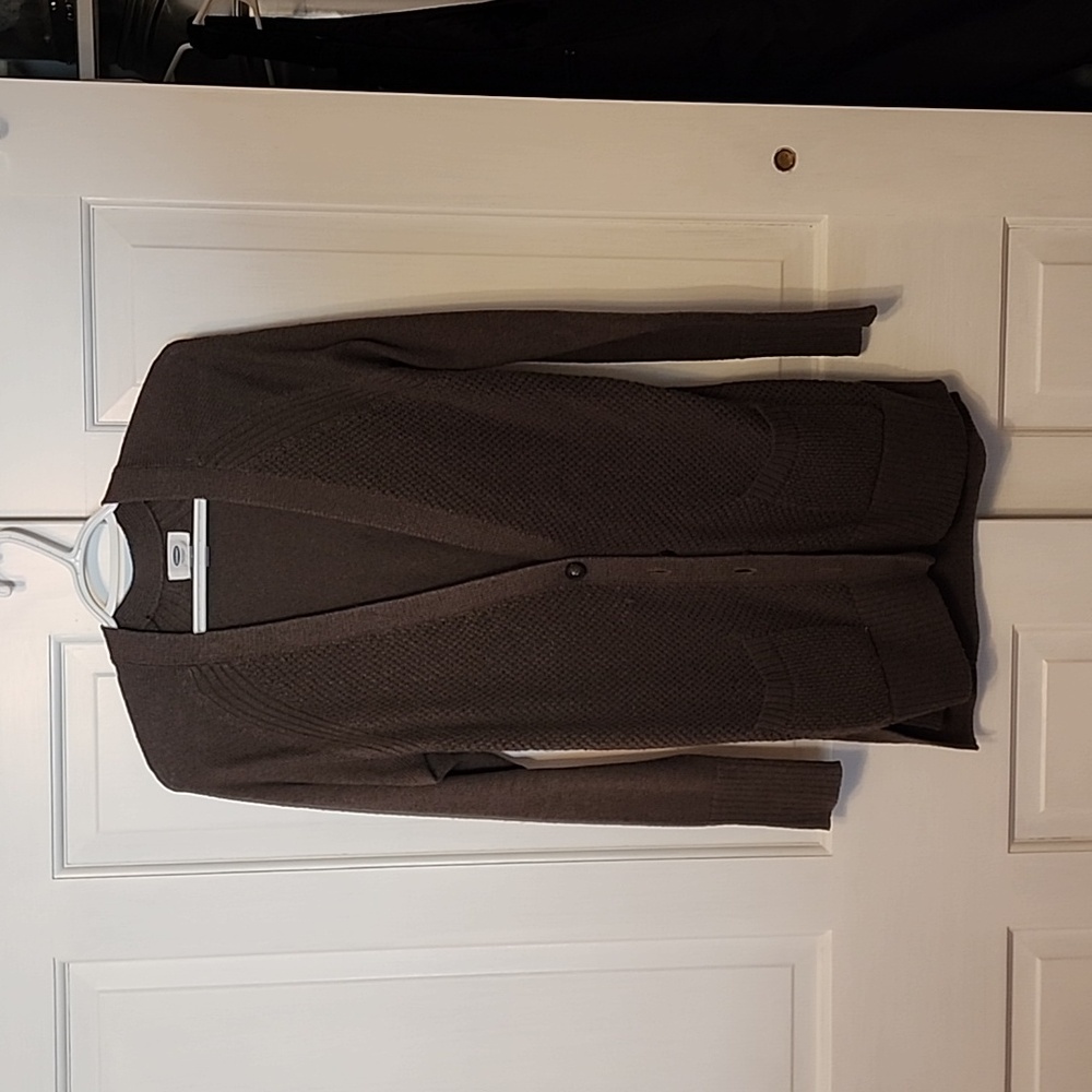Old Navy button-up sweater, olive green, size S
